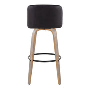 Lumi Source Toriano set of 2 fixed height contemporary barstools with swivel and round footrest, modern design, black finish