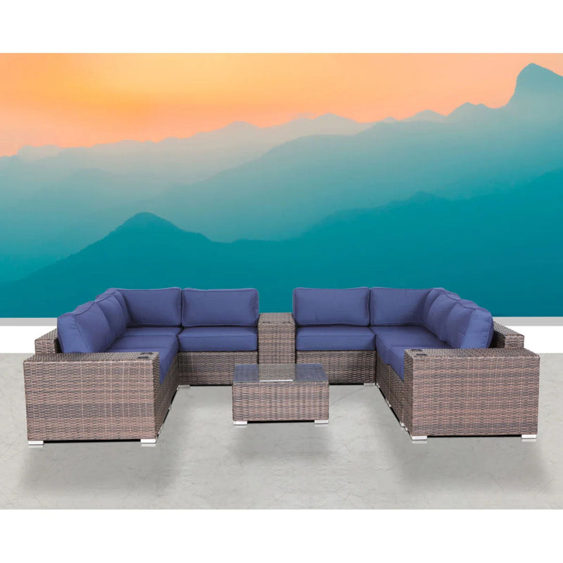Modern Patio Rattan Sectional Set With Cushions - R&R Furniture Gallery (Fountain Valley, CA)