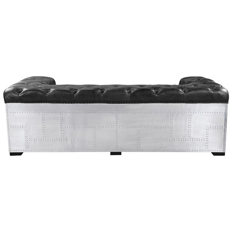 Brancaster - Sofa - Black Top Grain Leather & Aluminum - R&R Furniture Gallery (Fountain Valley, CA)