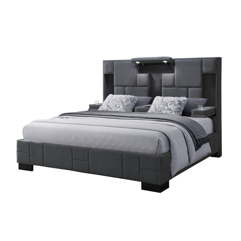 Yaris - Contemporary Bed With Wireless Charging And LED Lights - R&R Furniture Gallery (Fountain Valley, CA)