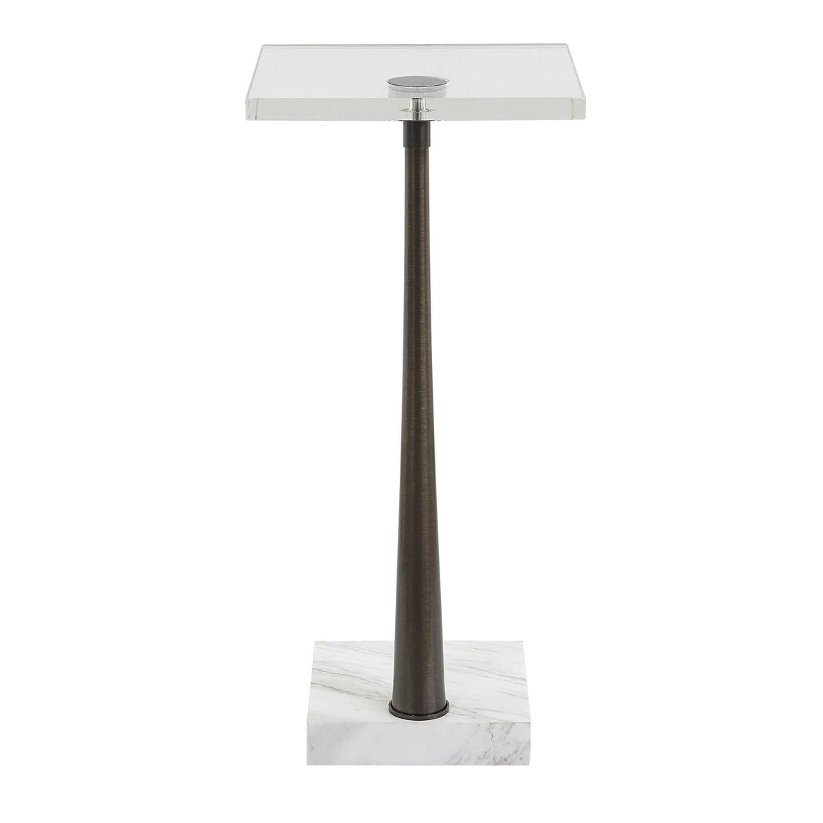 Pelton - Marble Glass Drink Table - Bronze / White
