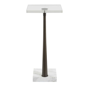 Pelton - Marble Glass Drink Table - Bronze / White