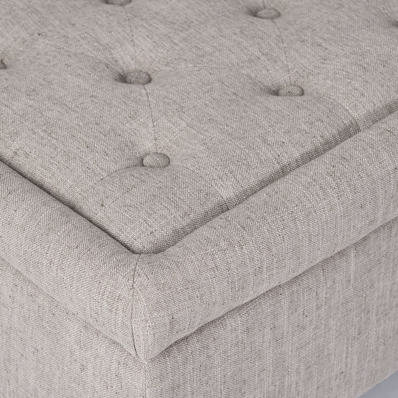 Dean - Fabric Storage Wide Tufted Rectangle Ottoman - Gray - R&R Furniture Gallery (Fountain Valley, CA)