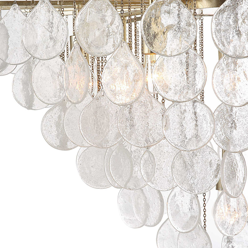 Uttermost Goccia tear drop glass pendant light hanging with a sleek, transparent glass teardrop shape for modern interior decor.