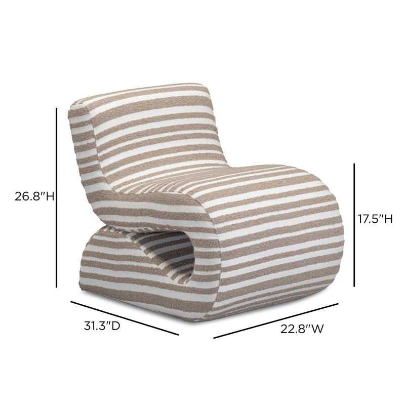 Senna - Jacquard Organic Stripes Accent Chair - Taupe