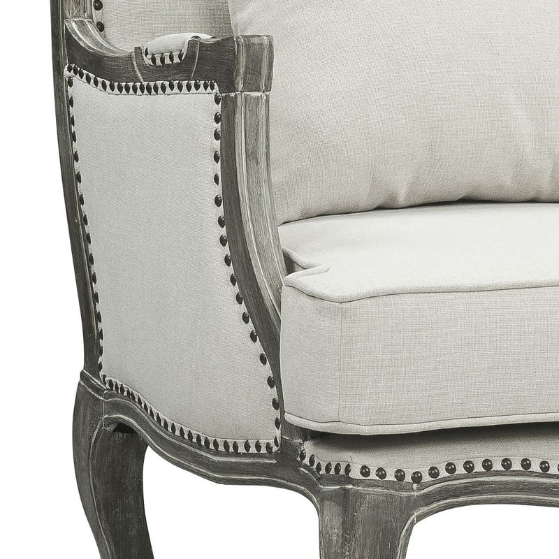 Tania - Chair With Pillow - Cream Linen & Gray