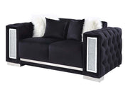 Trislar - Loveseat With 4 Pillows (Same 52526) - Black Velvet - R&R Furniture Gallery (Fountain Valley, CA)