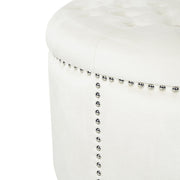 Elegant Round Ottoman Footstool With Studded Rim - R&R Furniture Gallery (Fountain Valley, CA)