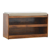 Pull Out Shoe Bench - Chestnut / Mud Linen - R&R Furniture Gallery (Fountain Valley, CA)