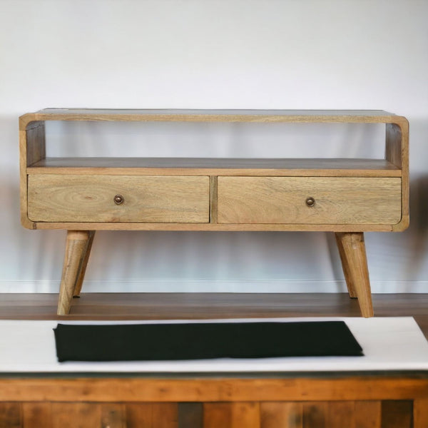 Solid Wood Curved Media Unit