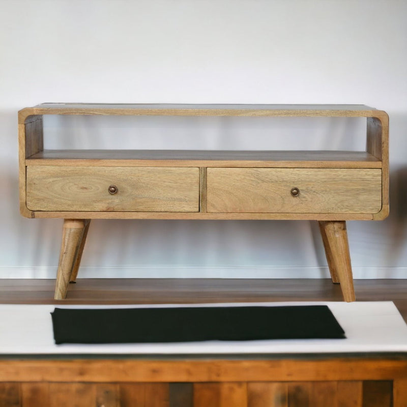 Solid Wood Curved Media Unit - R&R Furniture Gallery (Fountain Valley, CA)