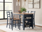 Rectangular dining room counter set with 5 pieces from Signature Design by Ashley, featuring a wooden table and matching chairs.