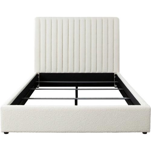 Brooke 54" Queen Bed w/ Vertical Channel Tuft in Ivory Boucle