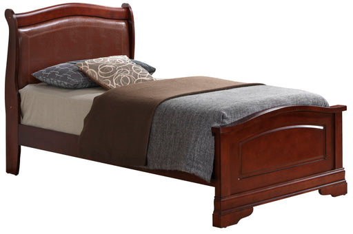 Elegant Glory Furniture panel sleigh bed with a classic wooden design and detailed headboard, perfect for a stylish bedroom.