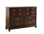 Glory Furniture Ashford dresser in cappuccino finish with multiple drawers, modern design, and sleek wooden surface.
