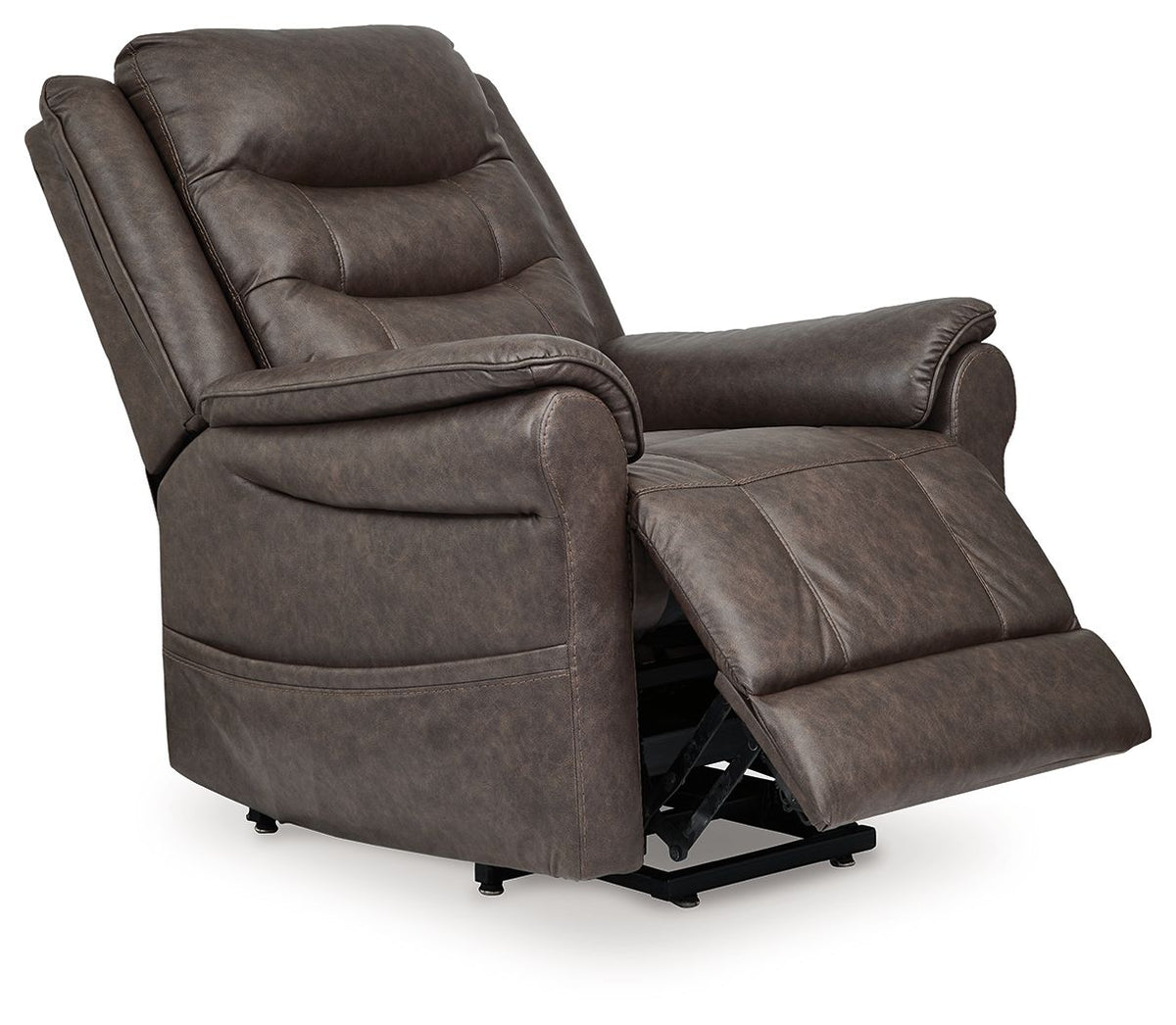 Signature Design by Ashley Power Lift Recliner in Oatman fabric, showcasing padded armrests and plush seating for comfort.