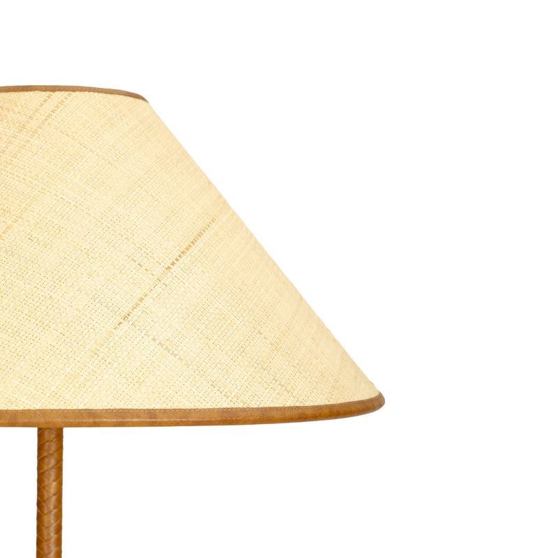 Keria - Vegan Leather and Raffia Designer Floor Lamp - Natural - R&R Furniture Gallery (Fountain Valley, CA)