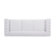 Noble House Chesterfield style 3-seater sofa with deep button tufting, stationary sofa in dark leather upholstery.