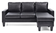 Glory Furniture Jenna stationary sectional sofa with chaise, featuring plush cushions and modern design in a cozy living room setting.