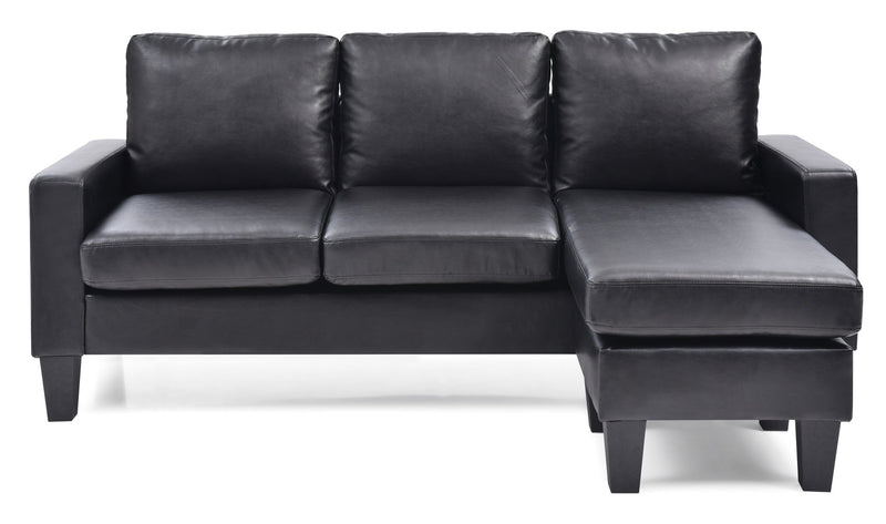 Glory Furniture Jenna stationary sectional sofa with chaise, featuring plush cushions and modern design in a cozy living room setting.