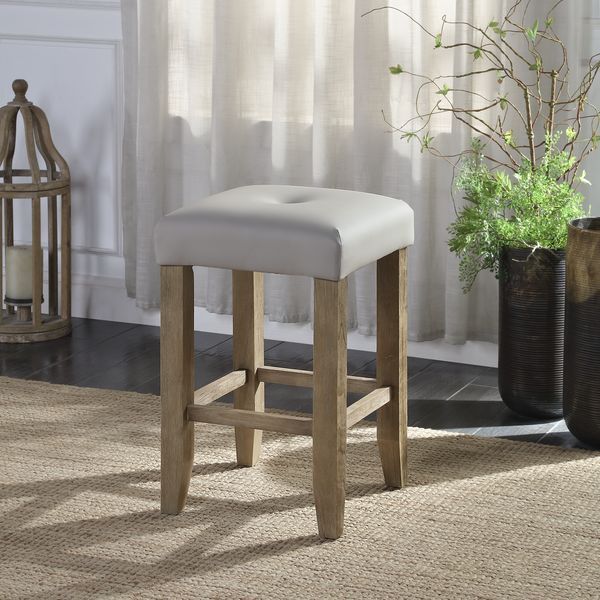 Charnell - Counter Height Stool (Set of 2) - Gray Synthetic Leather & Oak - R&R Furniture Gallery (Fountain Valley, CA)