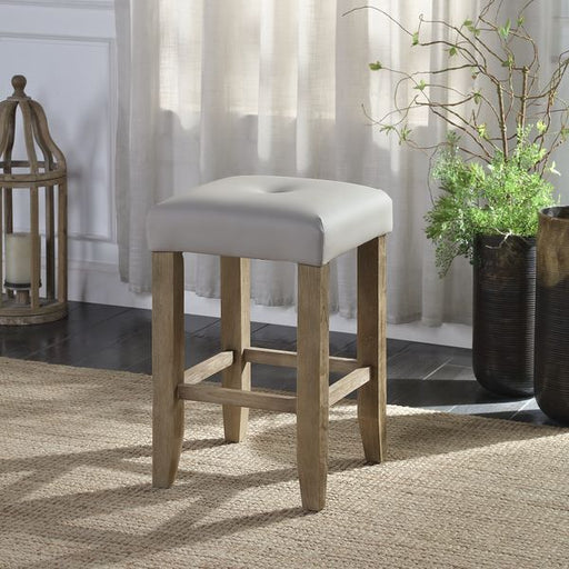 Charnell - Counter Height Stool (Set of 2) - Gray Synthetic Leather & Oak - R&R Furniture Gallery (Fountain Valley, CA)
