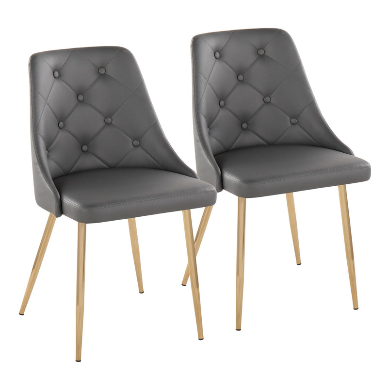 Set of two Lumi Source Marche contemporary dining chairs with metal legs, featuring modern design and comfortable seating.