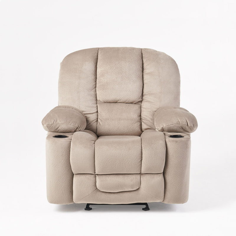 Luxurious Manual Recliner Chair With Skin-Friendly Fabric And Dual Cup Holders - R&R Furniture Gallery (Fountain Valley, CA)