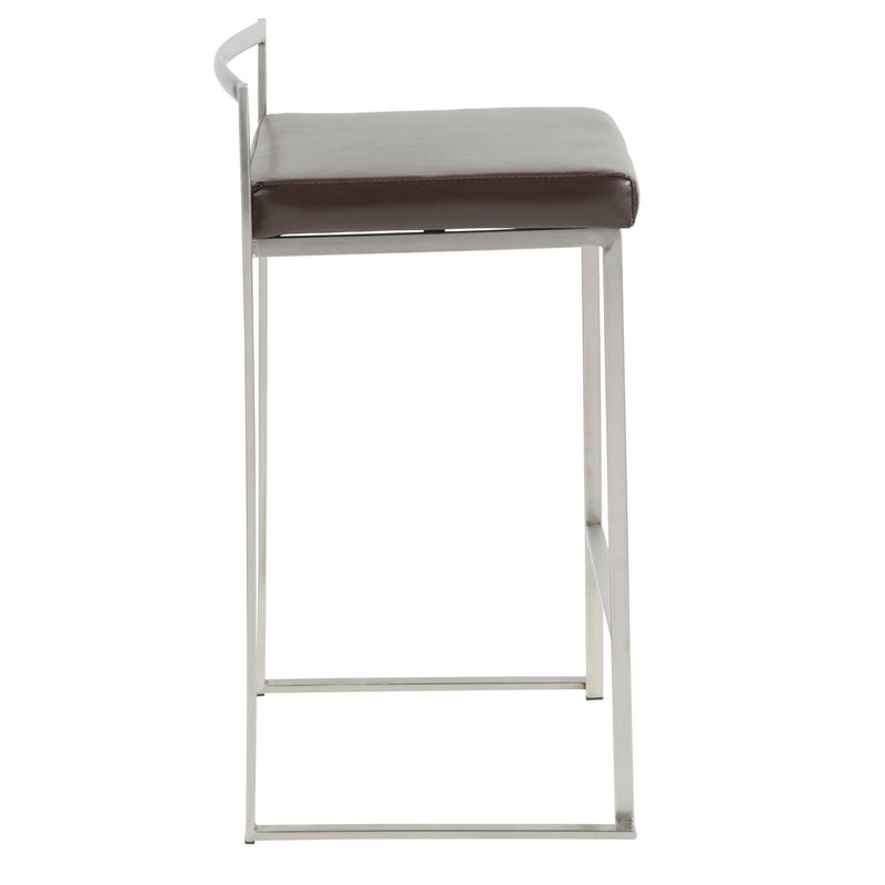 Lumi Source Fuji contemporary stackable counter stool with elegant design, showcasing smooth wooden seat and modern metal frame.