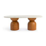 TOV Furniture Cynthia 87-inch indoor/outdoor brown dining table with travertine top, perfect for outdoor or indoor dining spaces.