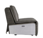 Metier - Power Motion Recliner - Gray Top Grain Leather & Aluminum - R&R Furniture Gallery (Fountain Valley, CA)