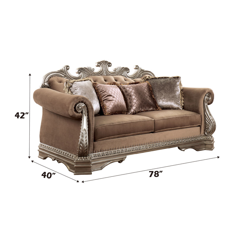 Northville - Loveseat With 4 Pillows - Velvet & Antique Silver - R&R Furniture Gallery (Fountain Valley, CA)