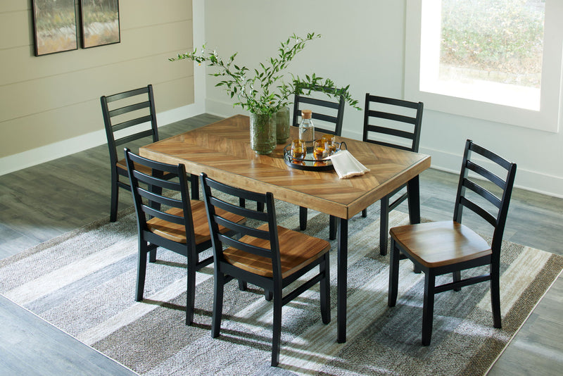 Blondon - Rectangular Drm Table Set (Set of 7) - Brown / Black - R&R Furniture Gallery (Fountain Valley, CA)