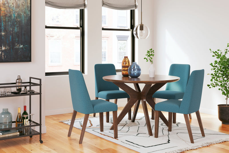 Lyncott - Dining Uph Side Chair (Set of 2) - Blue / Brown - R&R Furniture Gallery (Fountain Valley, CA)