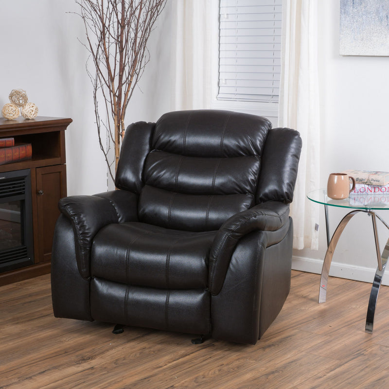 Classic Design Recliner, Upholstery Recliner, Glider Recliner - Black Berry - R&R Furniture Gallery (Fountain Valley, CA)