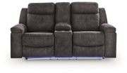 Brysonview - Double Reclining Loveseat With Console - Charcoal - R&R Furniture Gallery (Fountain Valley, CA)