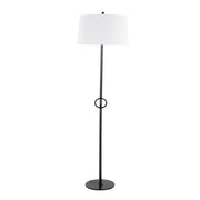 Lumi Source Shadow contemporary floor lamp in black and white with a sleek modern design, standing upright with a curved shade.