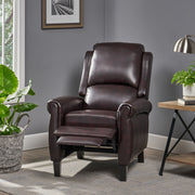 Noble House Memphis burgundy recliner club chair with padded armrests and plush upholstery, classic reclining design.