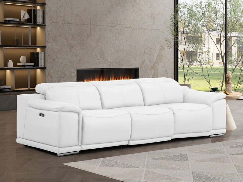 2679 - Genuine Leather Sofa With 3 Power Recliners - R&R Furniture Gallery (Fountain Valley, CA)