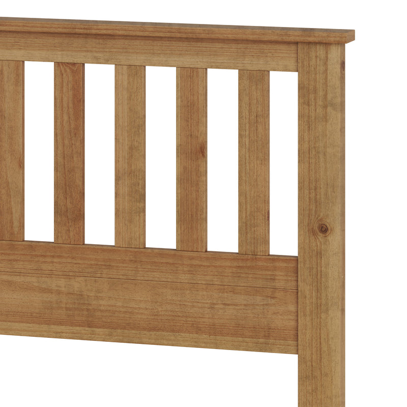 Ridgecrest Home Malinda panel bed with a wooden frame and headboard in a modern bedroom setting.