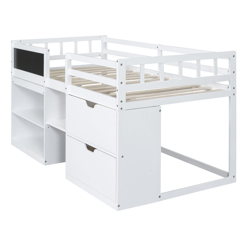 Low Loft Bed With Rolling Desk, Shelf And Drawers - R&R Furniture Gallery (Fountain Valley, CA)