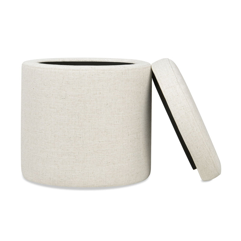 Brandy - Round Upholstered Storage Ottoman With Accent - R&R Furniture Gallery (Fountain Valley, CA)