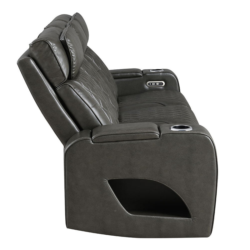 Taddeo - Power Motion Sofa With Power Headrest, USB, Wireless Charger, LED & Reading Light - Dark Gray - R&R Furniture Gallery (Fountain Valley, CA)