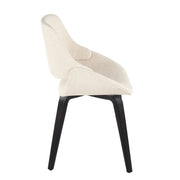 Set of two Lumi Source Fabrico mid-century modern dining chairs with comfortable upholstered seats and wooden legs.