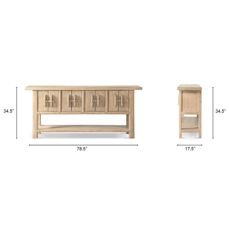 Jennifer Taylor Home Rowan sideboard with natural wood finish and lower shelf, stylish storage furniture for living or dining room.