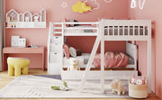 Solid L Shaped Bunk Bed With 3 Drawers, Ladder And Staircase - R&R Furniture Gallery (Fountain Valley, CA)