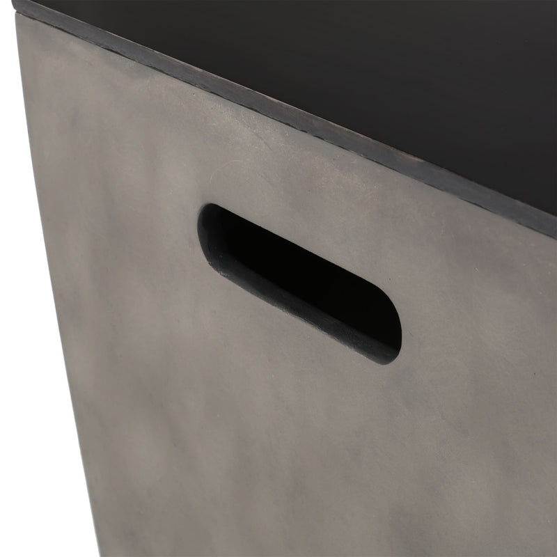 Modern black and gray MGO tank holder side table with ceramic top, featuring a sleek storage table design by Noble House.