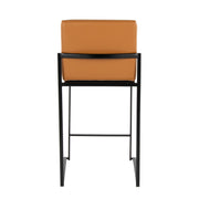 Lumi Source Fuji contemporary high back barstool with elegant design, featuring sleek modern lines and wooden legs.