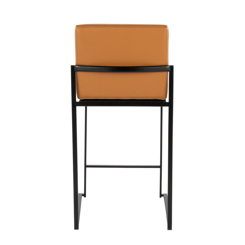 Lumi Source Fuji contemporary high back barstool with elegant design, featuring sleek modern lines and wooden legs.