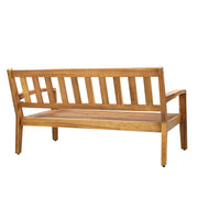 2 Piece Outdoor Conversation Set (Loveseat & Coffee Table With Water-Resistant Cushions) - Dark Blue / Teak - R&R Furniture Gallery (Fountain Valley, CA)